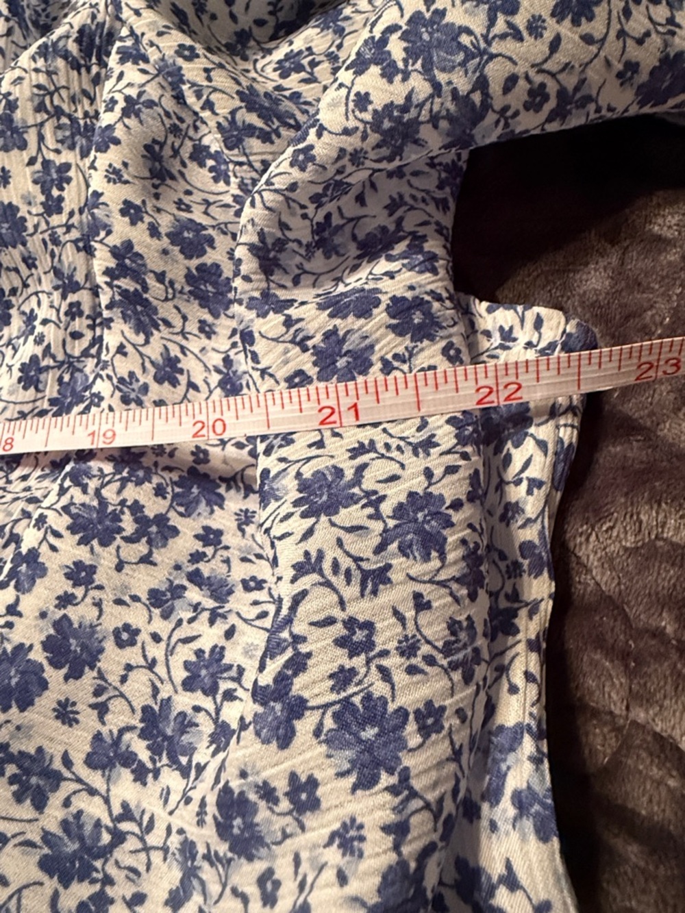 Chaps Blue & White Flutter Sleeve Ruffled Blouse - Picture 7 of 7